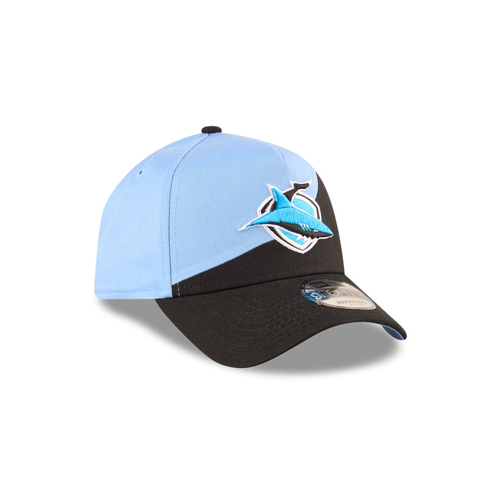 Cronulla-Sutherland Sharks Hat - 2025 Blue Flow 9Forty A-Frame NRL Snapback Cap - New Era